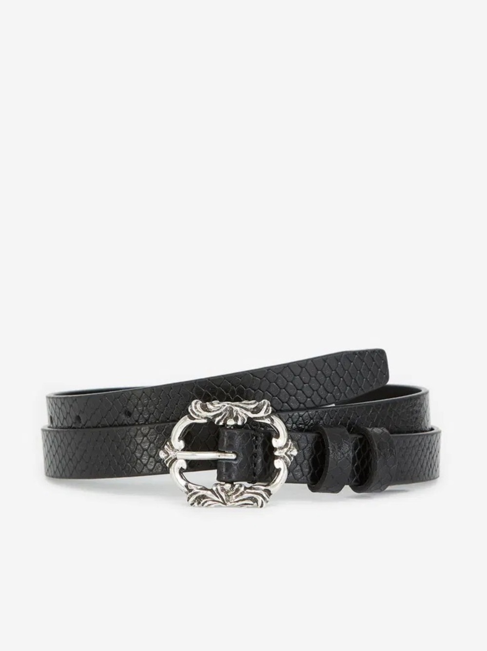 NWT The Kooples Skinny Snake-Effect Leather Belt - Brown
